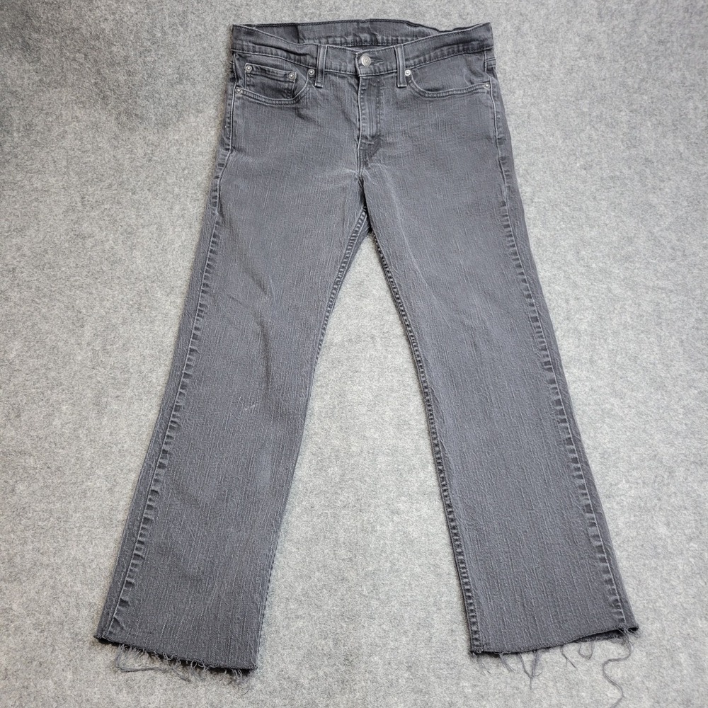 Levis Jeans Mens 33x32 Dark Gray Denim Red Tab Y2k Streetwear Grunge Frayed Hem - Picture 2 of 13